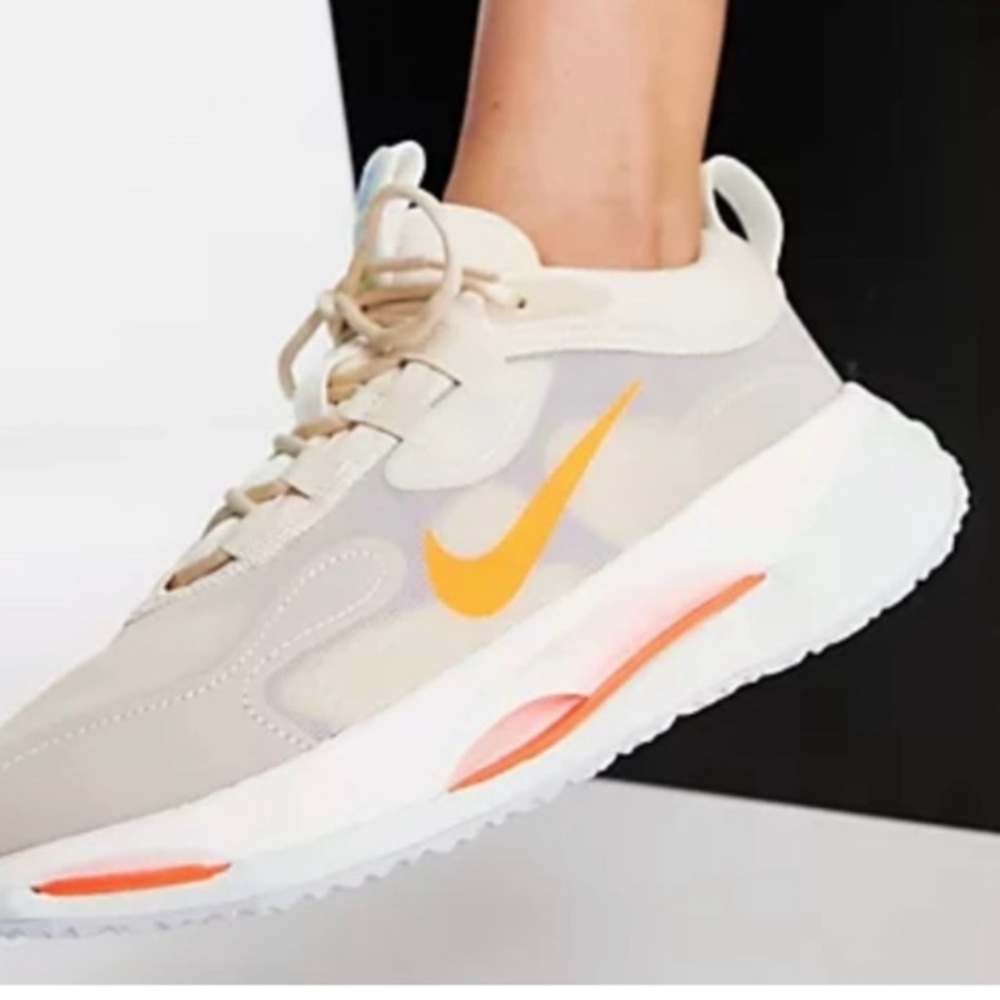 Nike Women's Cream and Orange Sneakers